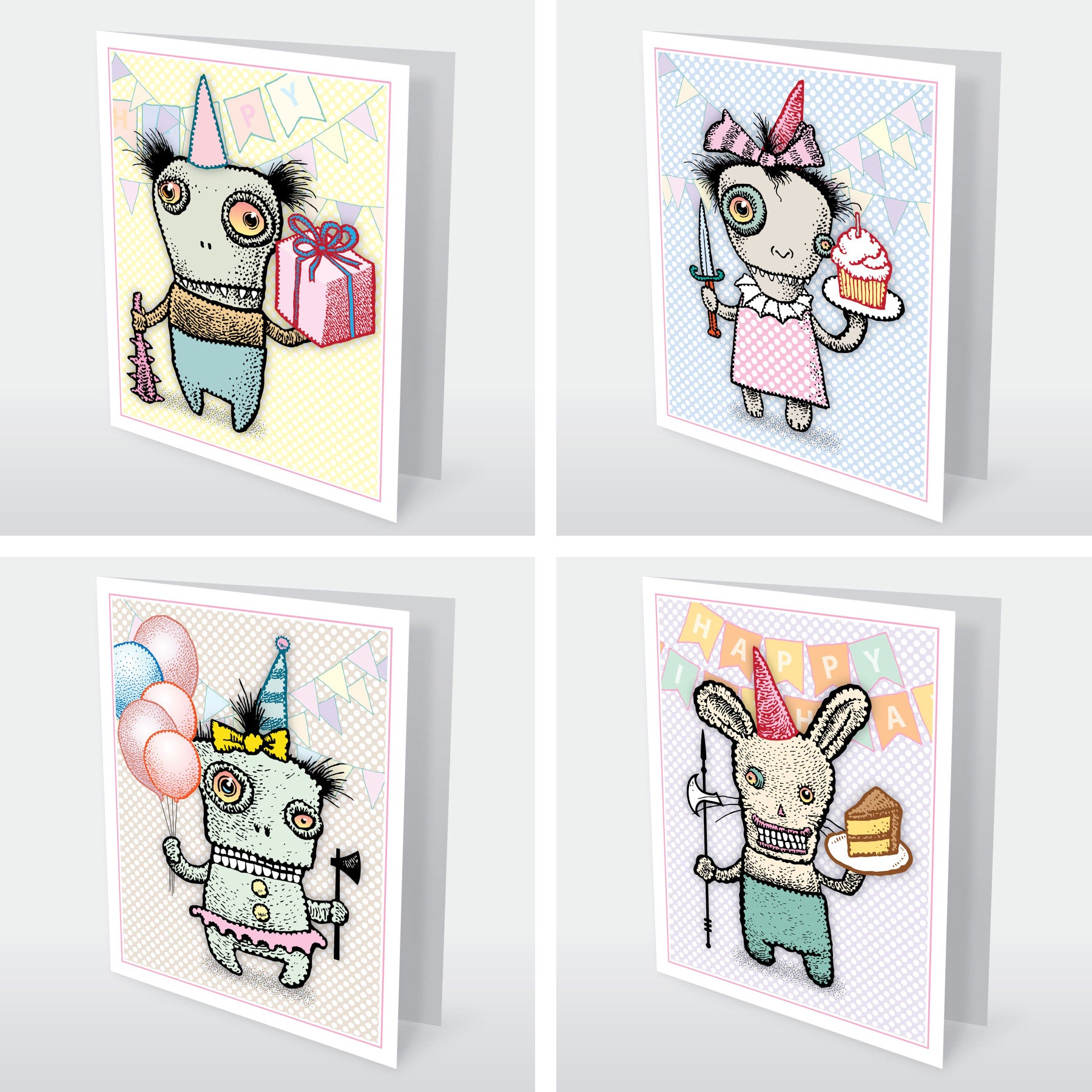 Ghastly Guardians Birthday Cards (12-Pack)