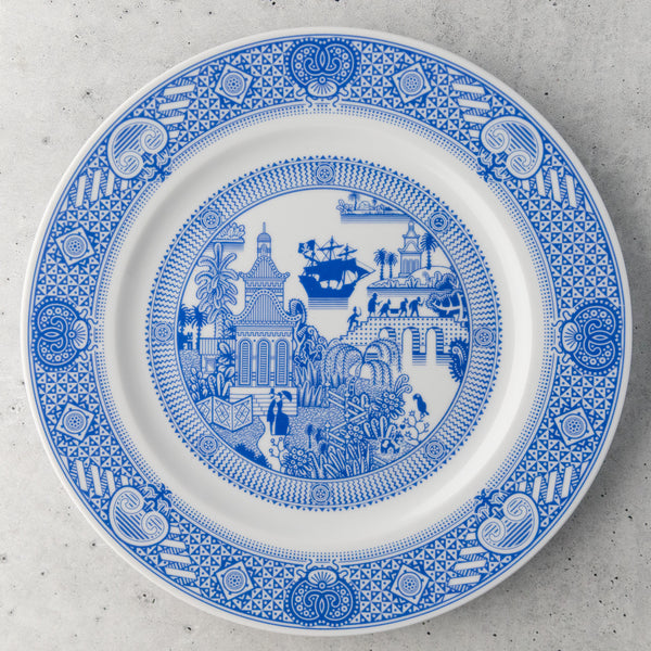 Best Blue Willow Porcelain Chinaware Calamityware Plate 1: Flying Monkeys, 4 Plates