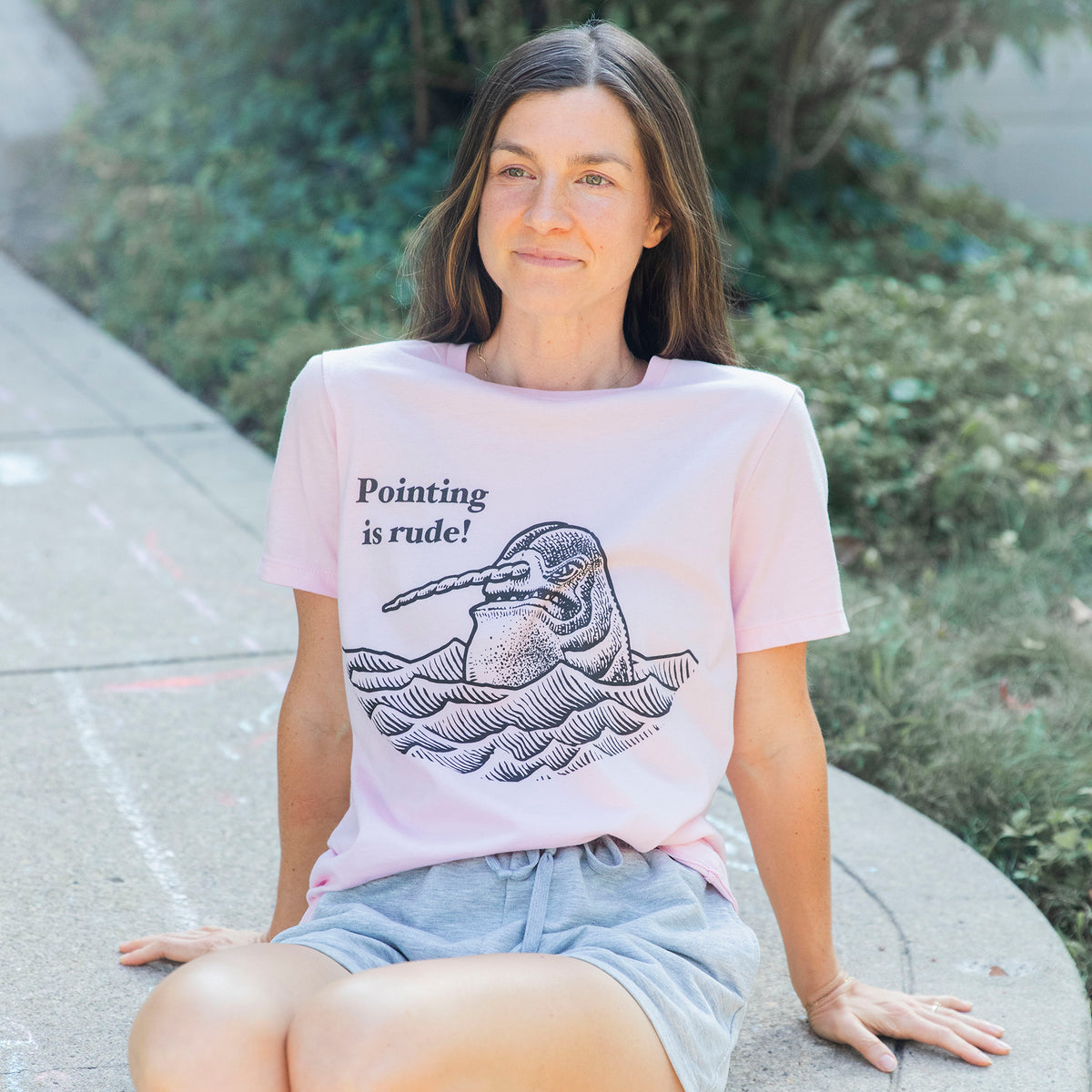 Narwhal Pointing Is Rude Women's Pink T-Shirt