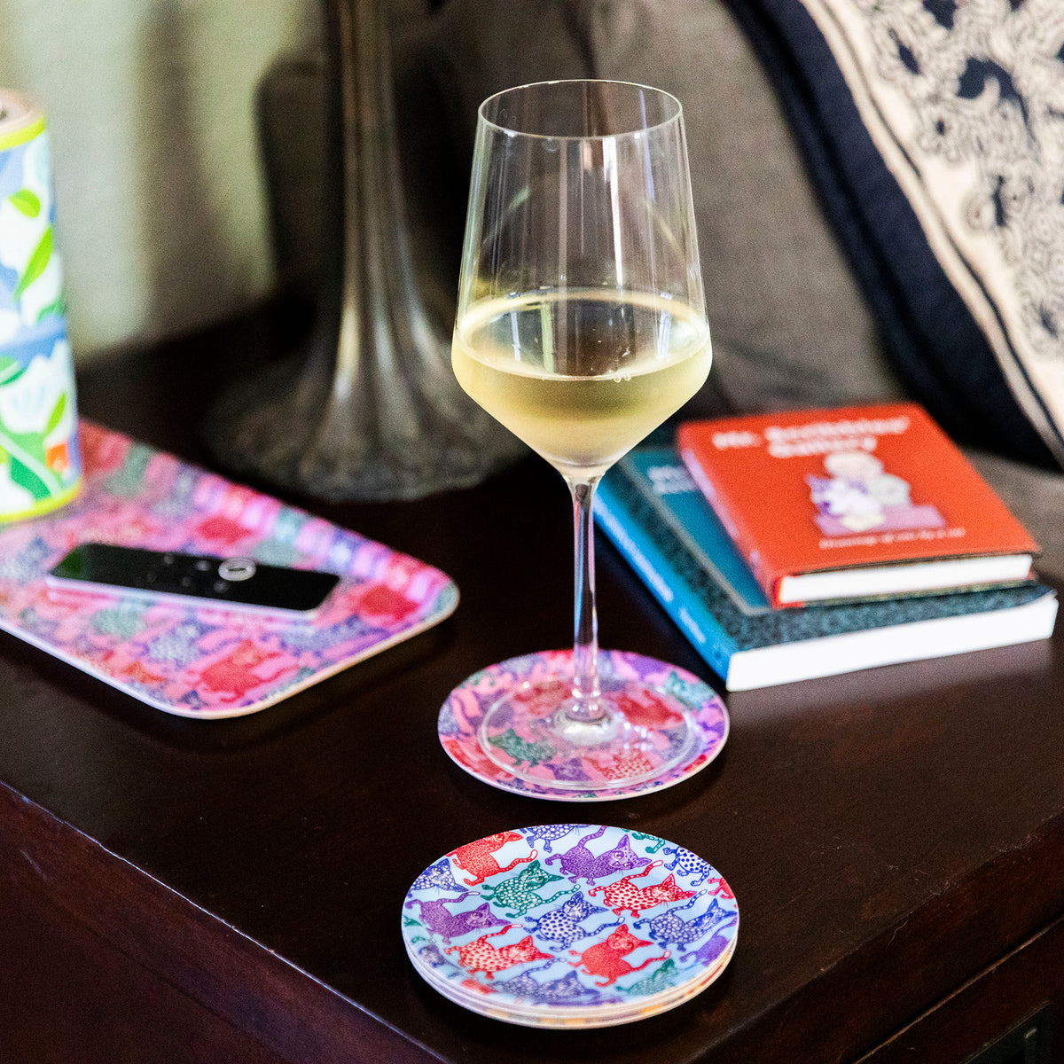 Pink Cat Attack Coasters (Set of 4)