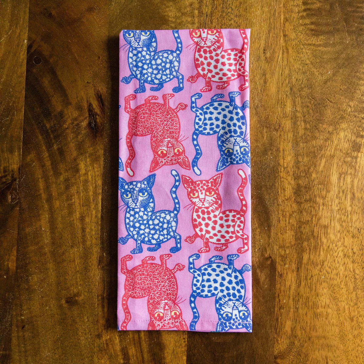 Pink Cat Attack Tea Towel
