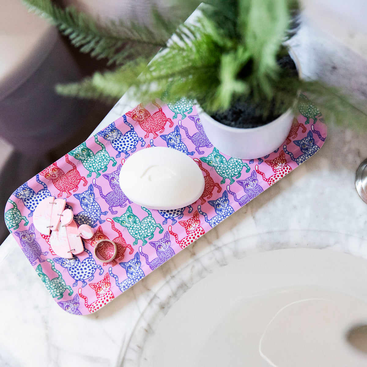 Pink Cat Attack Small Tray