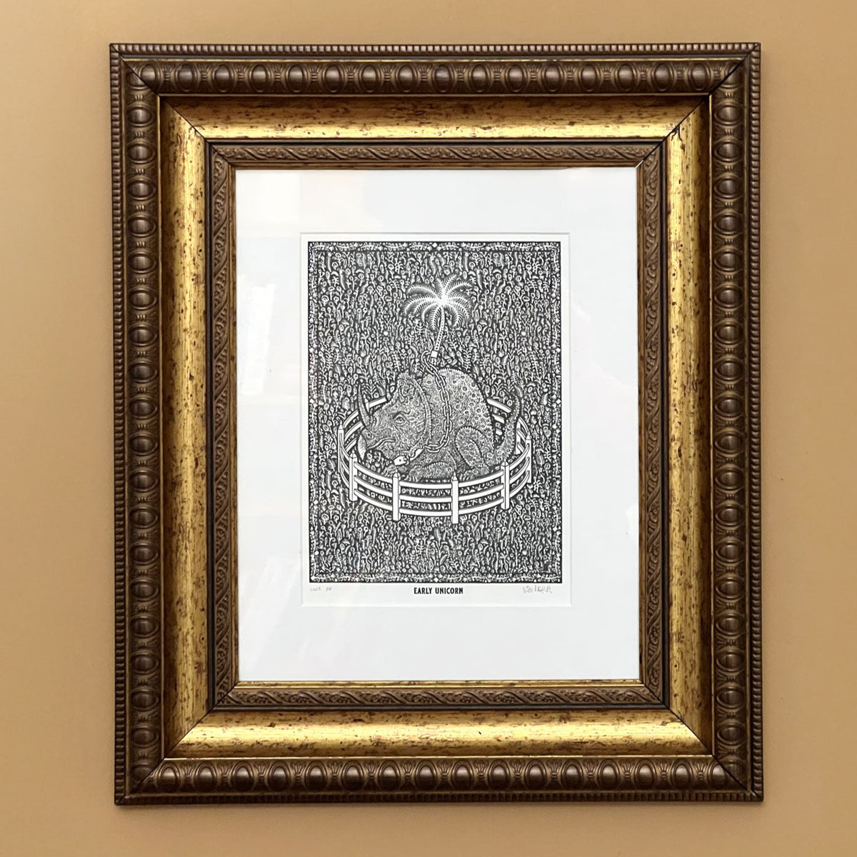 Early Unicorn Letterpress Print