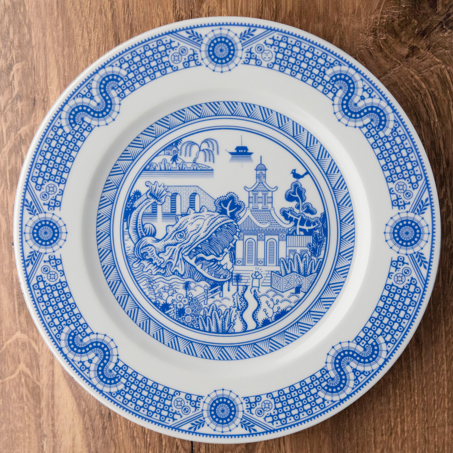 sea monsters 3 Porcelain Calamityware Plate 3: Sea Monster, 4 plates