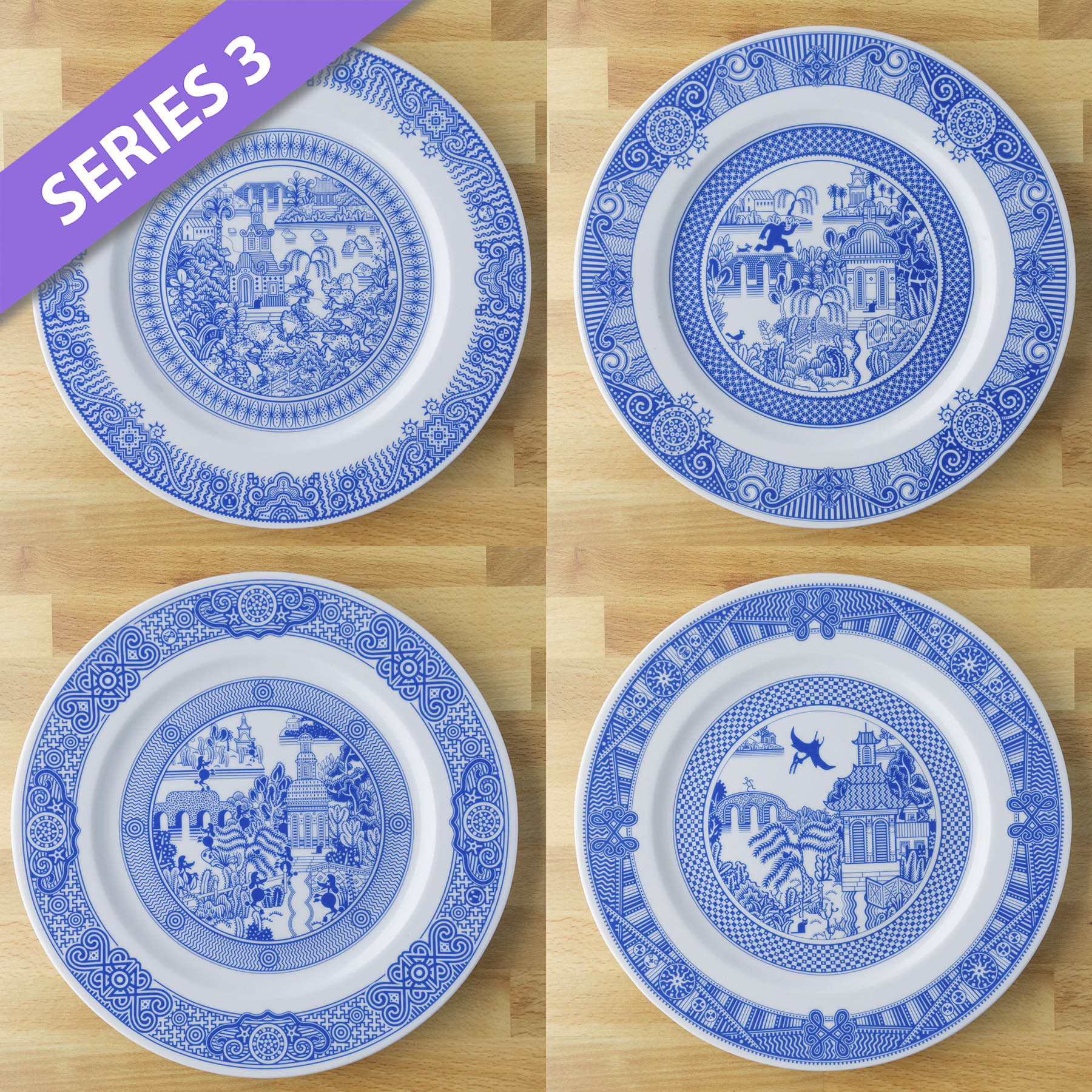 Best Blue Willow Porcelain Chinaware Calamityware Plate 3: Sea Monster, 1 Plate