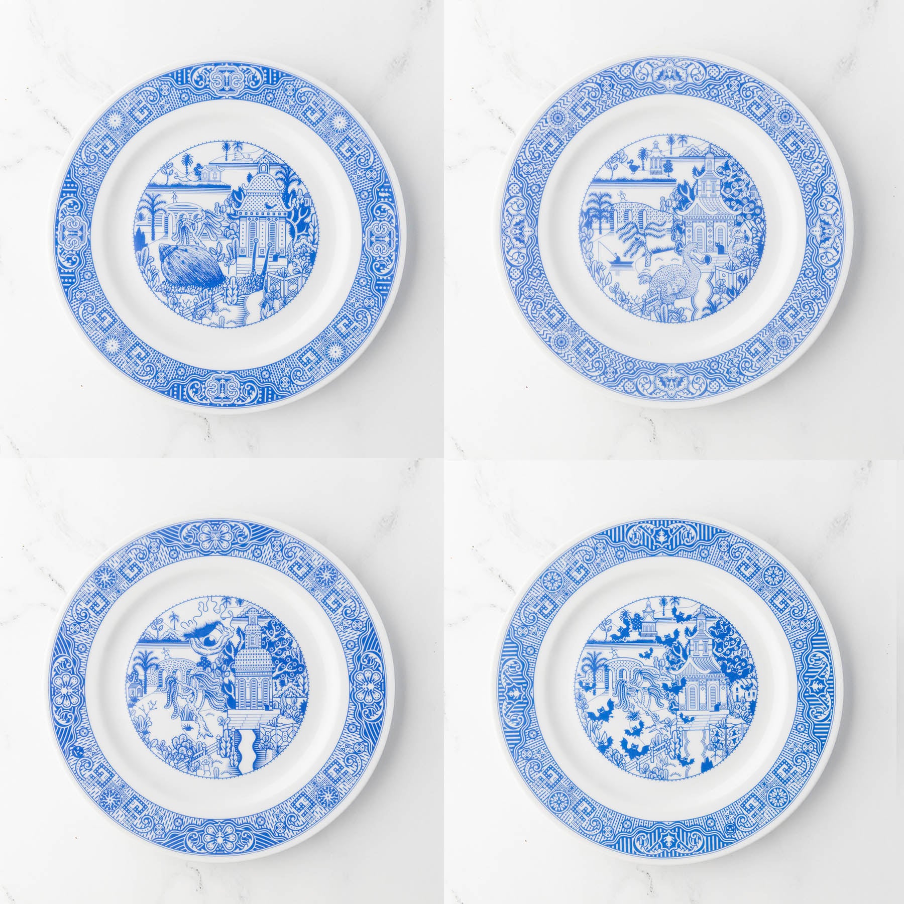 Best Blue Willow Porcelain Chinaware Calamityware Plate 3: Sea Monster, 1 Plate