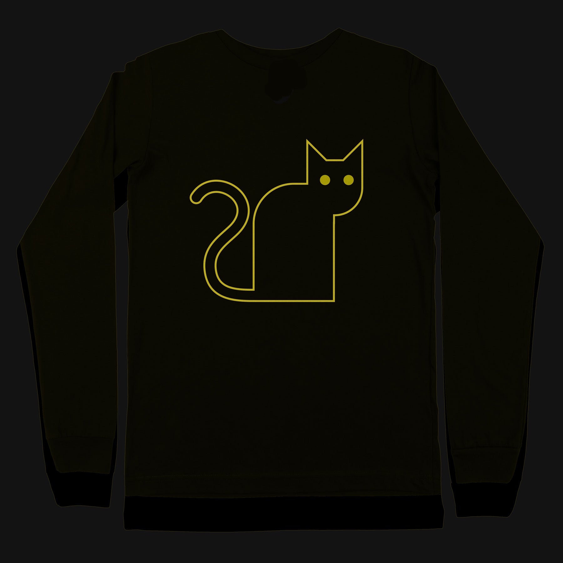 Baby And Toddler Girls Halloween Glow In The Dark Long Sleeve Cat Graphic  Tee