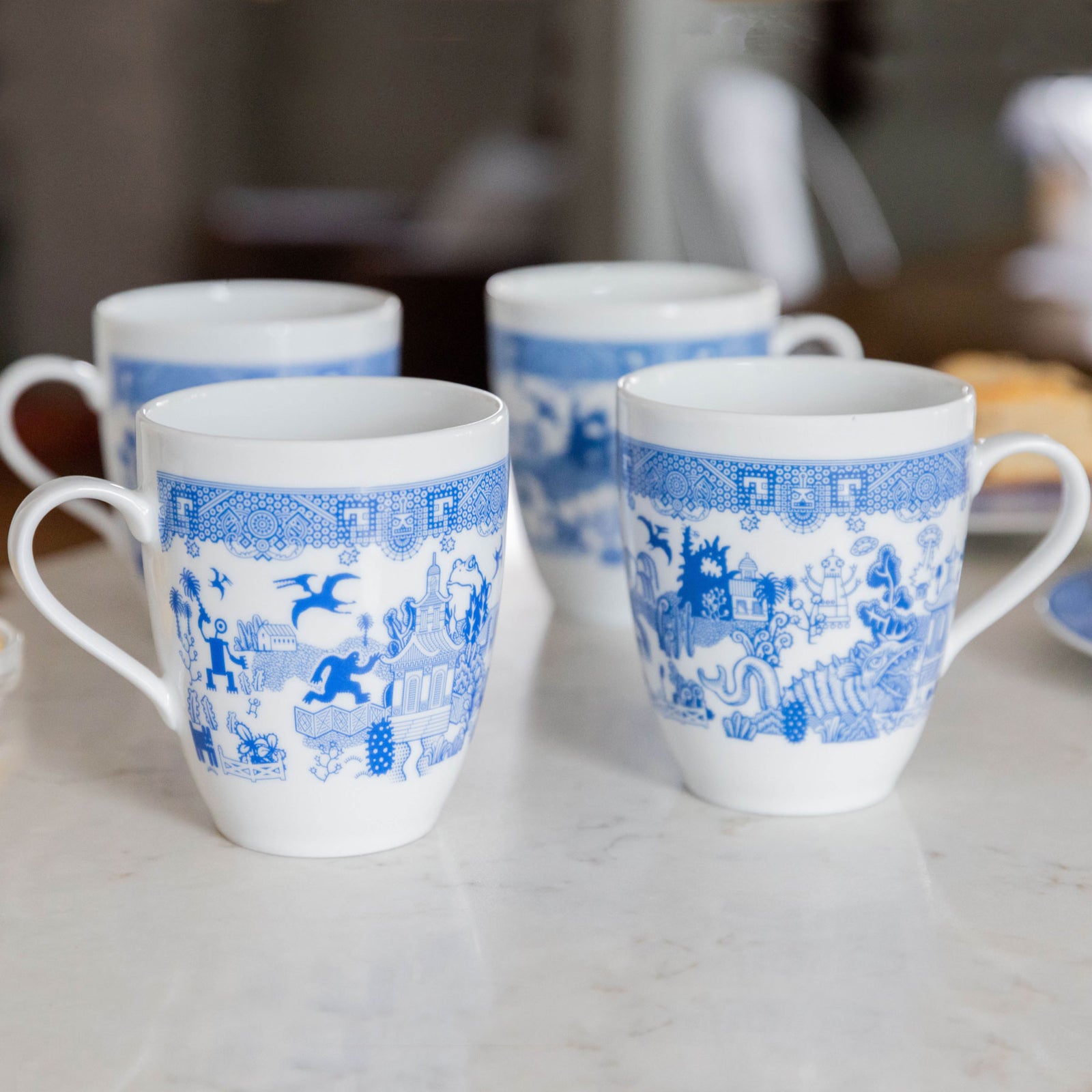 Set of 4 Espresso Cups/mugs With Rack Very Cute for sale online