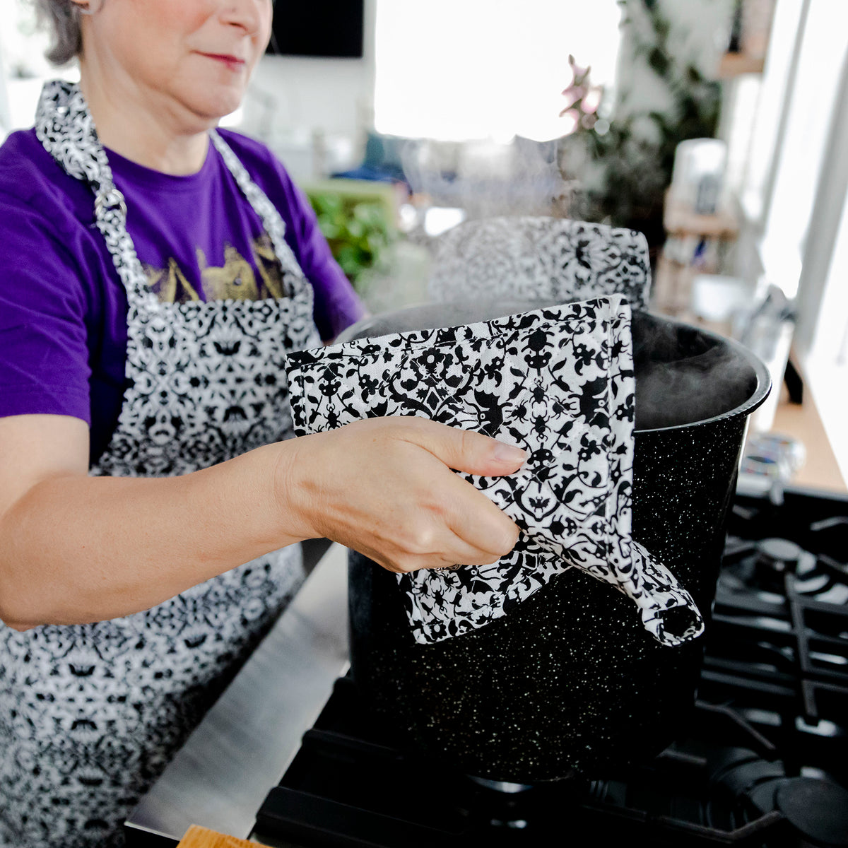 Kitchen floral printed pot holder oven mitt kitchen towel set 100% cotton  flower